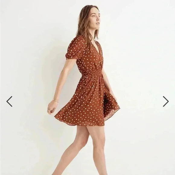 MADEWELL SMOCKED WAIST MINI POLKA DOT DRESS - Picture 1 of 8
